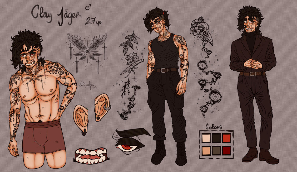 Reference With two full-bodies, one halfbody, and Tattoos.